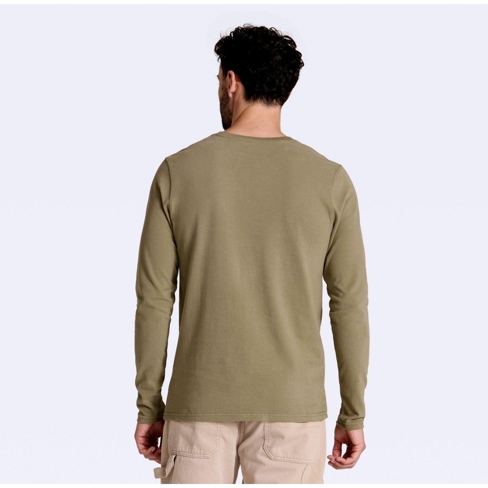 Goodfellow & Co Vintage Cotton Long Sleeve Henley Shirt Olive Green Small Casual - Picture 2 of 3